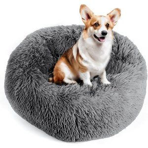 Calming Dog Bed & Cat Bed, Anti-Anxiety Donut  Dog Cuddler Bed Fluffy Dog Bed